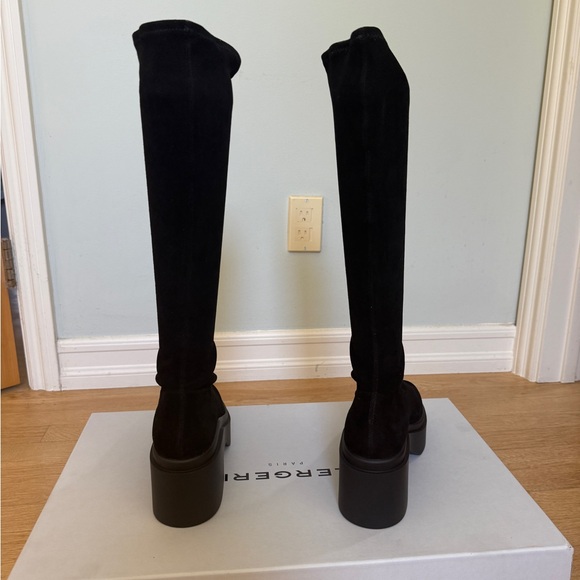 Robert Clergerie Nova Suede Stretch Black Platform Boots - Picture 7 of 12